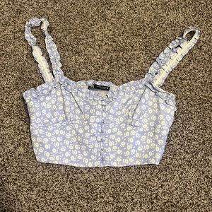Blue flower print Zara top